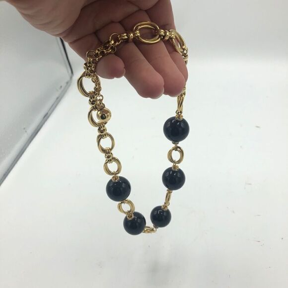 Kate Spade Black Gold Rhinestone Statement Jewelry‎ Ball Round - Picture 4 of 5